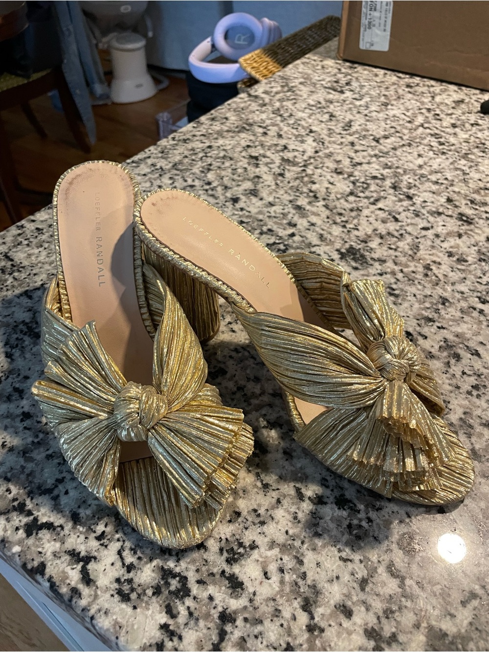 Loeffler Randall Penny Gold Pleated Bow Heel